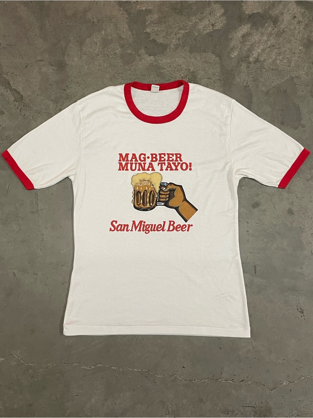 Vintage Mag Beer Muna Tayo San Miguel Beer Tagalog Philippines Ringer Tee